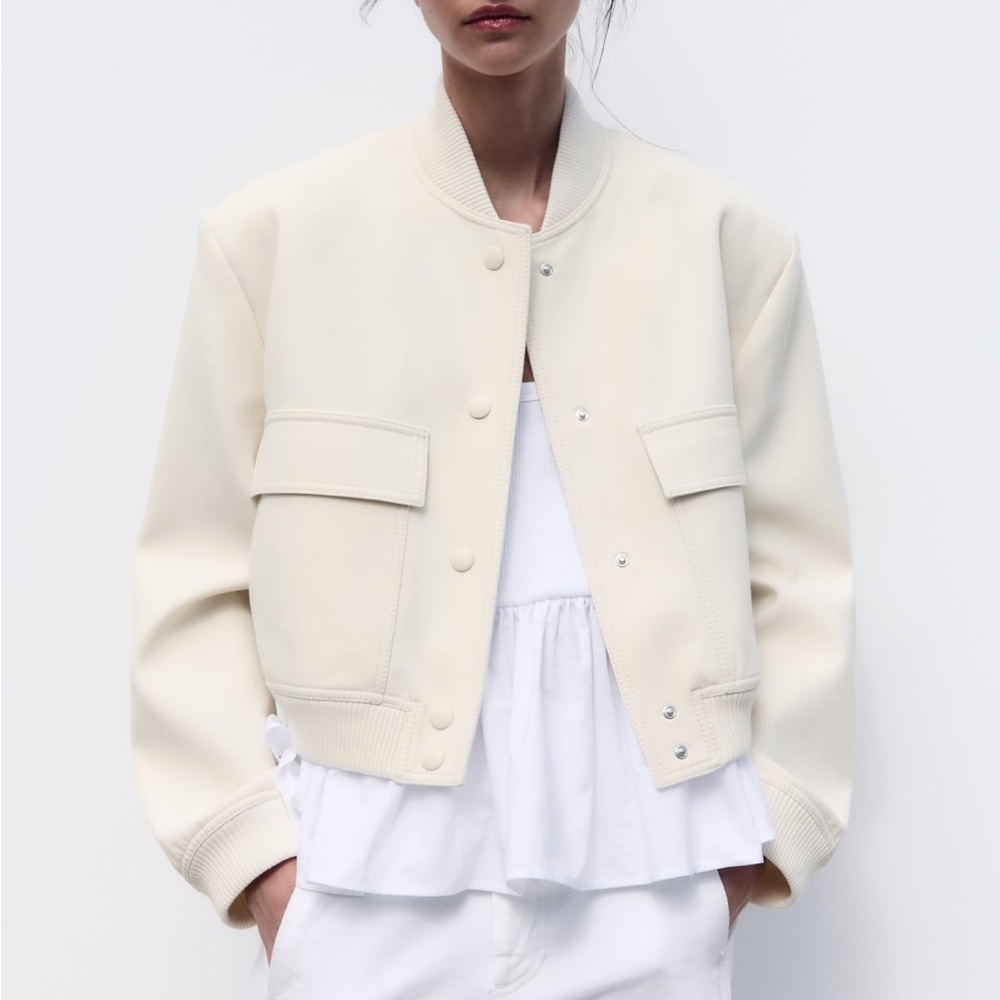 NWT - Zara Ecru Maxi Pocket Bomber - M